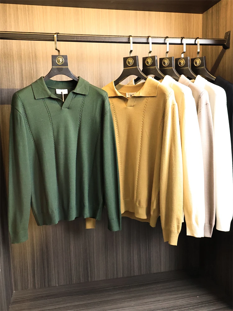 

Busin Sle Knitted Sweater V-Ne Men's Faion Autumn Winter Camere Soft Breathable Casual Ele Italian Design