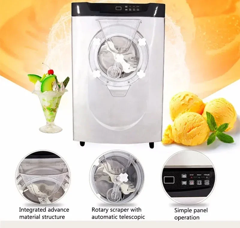 2000W 5.1L Stainless Steel Commercial Desktop Large Frozen Hard Ice Cream Making Machine 220V Ice Cream Maker