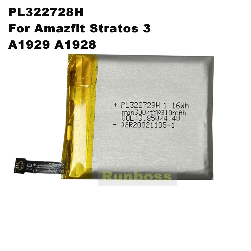 PL322728H 310mAh Battery For Huami Amazfit Stratos 3 / 3 Plus A1929 A1928 Smart Sports Watch