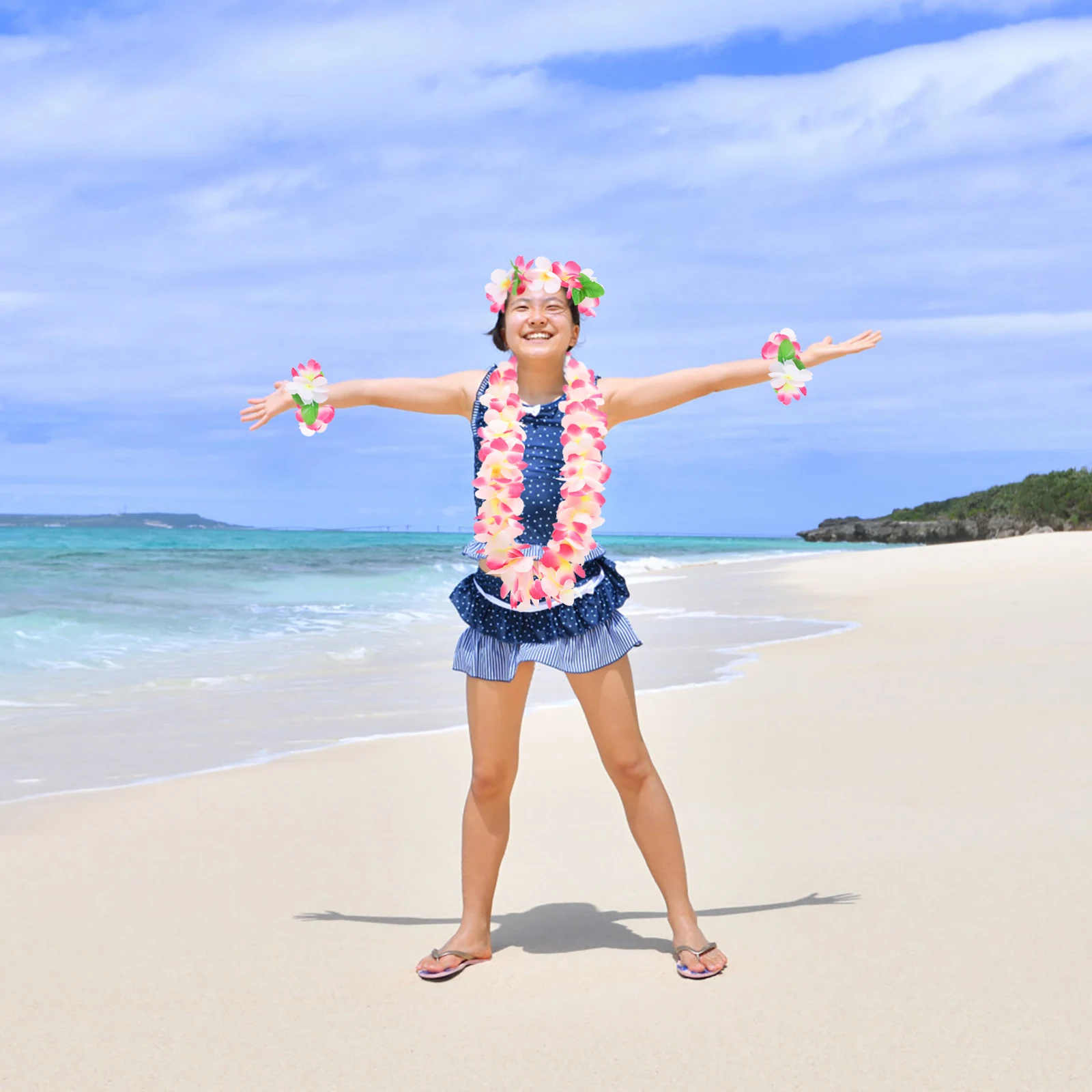 

Wreath Four Piece Set Decorative Party Wreaths Hawaiian Decorations Wristband Favors Lays Plastic Pipe for Adults Supplies