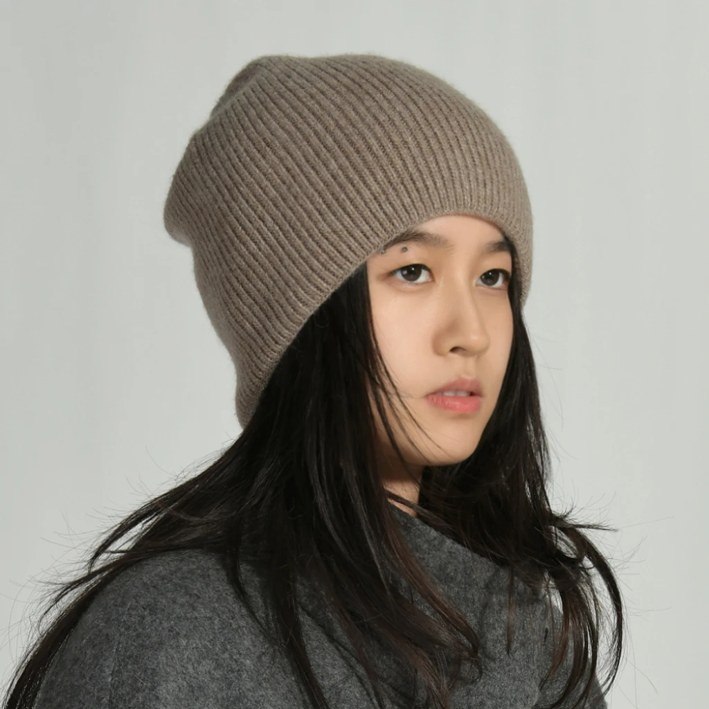 

Jaxmonoy Women's Kintted Beanie Hat 2025 Autumn Winter Double Layer Warm Hats Cashmere Wool Blend Comfortable Unisex Skull Caps