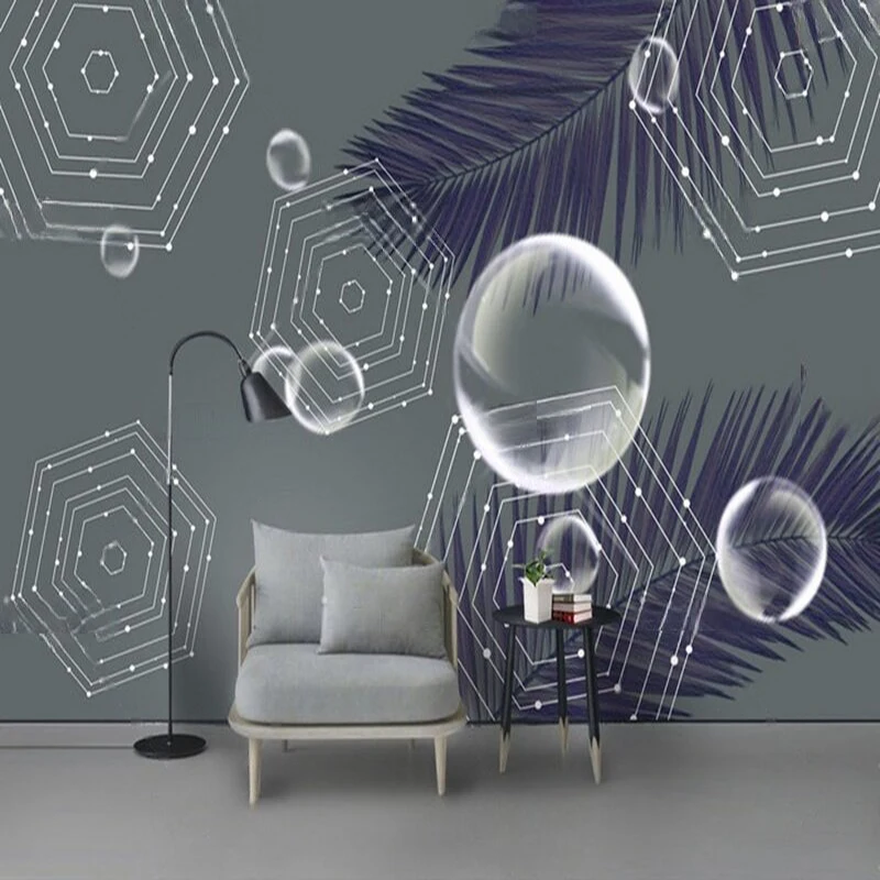 MU8959 Modern simple and elegant geometric plant bubble TV sofa bedroom background wall