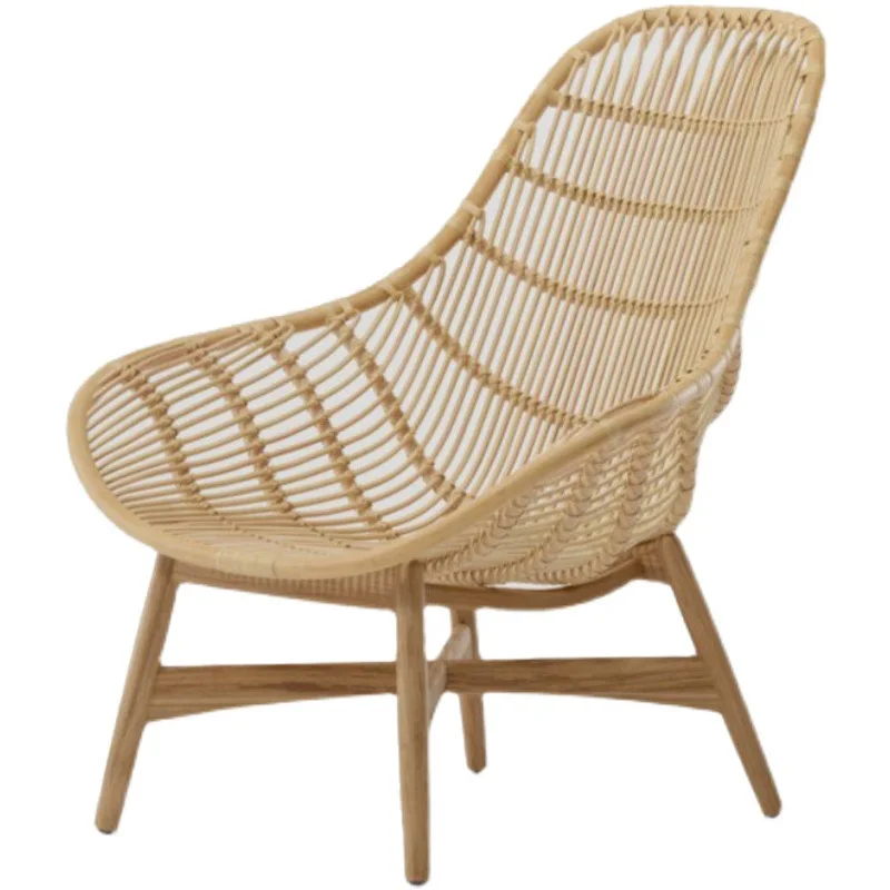 Solid wood rattan sofa leisure balcony villa open-air homestay coffee table combination rattan chair garden outdoor art furnitur