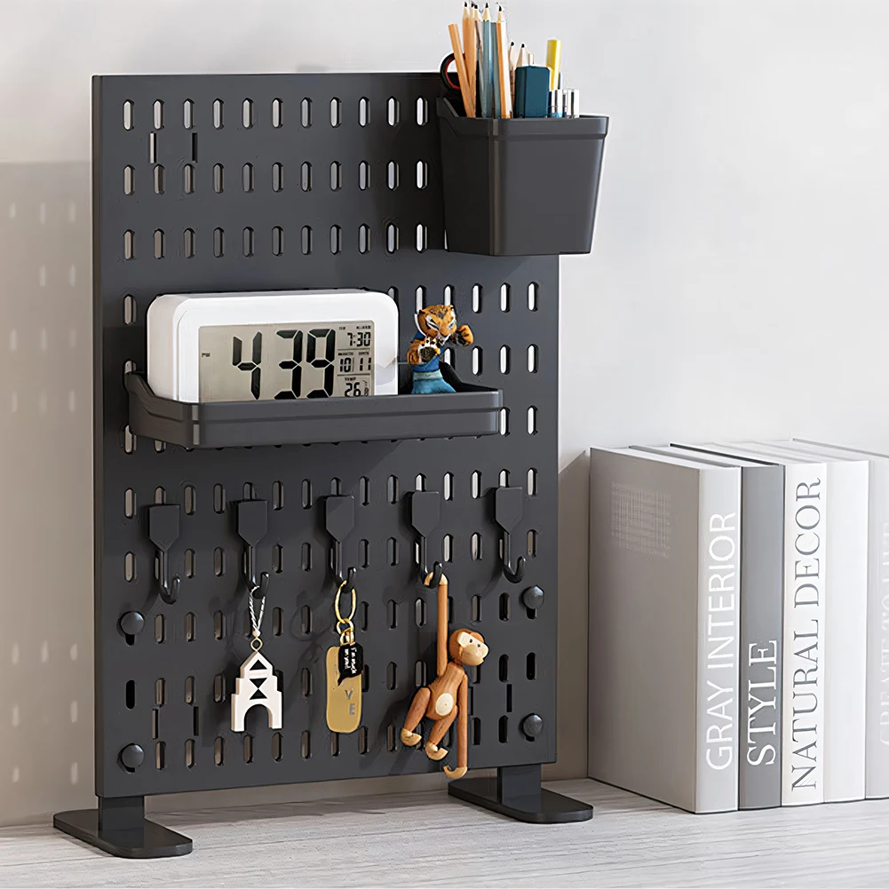 Pegboard Wall Panel No-Punch Hole Board Wall-Mounted Storage Rack Peg Board for Study Room Living Room Gaming Room
