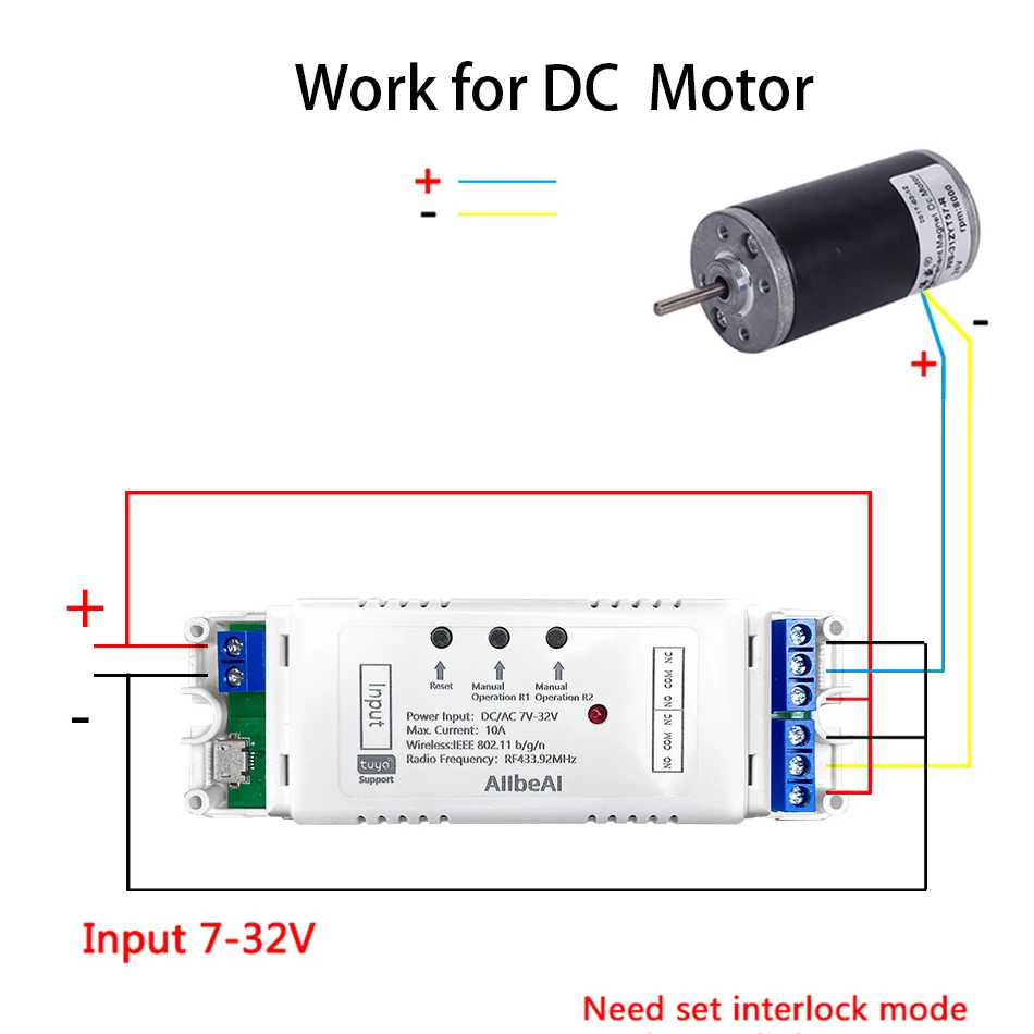 2 Channel Tuya Smart Wifi Motor Switch Module,DC 12V 24V 32V 110V 220V Inching Relay,Alexa Google Alice RF433Mhz  Remote Control