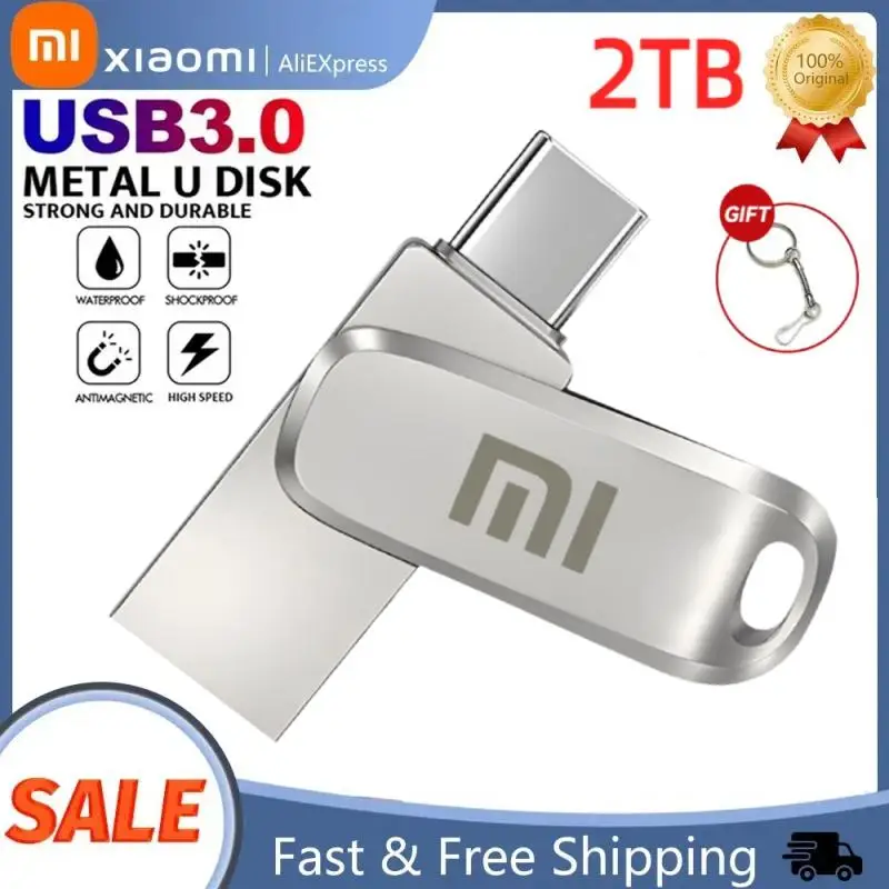 Xiaomi-unidad Flash USB 3,0 Original de 2TB, Pen Drive de alta velocidad, 1TB de Metal, resistente al agua, memoria USB tipo C para dispositivos de almacenamiento de ordenador