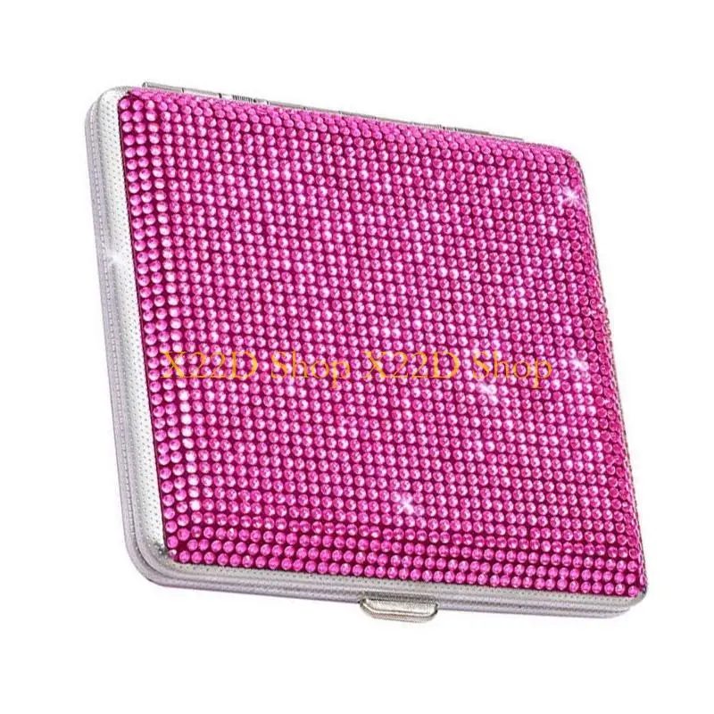 X22D Cigarettes Case,20pcs Cigarettes Capacity Sparkling Rhinestones Cigarettes Holder 3.94inch Waterproof Cigarettes Holder