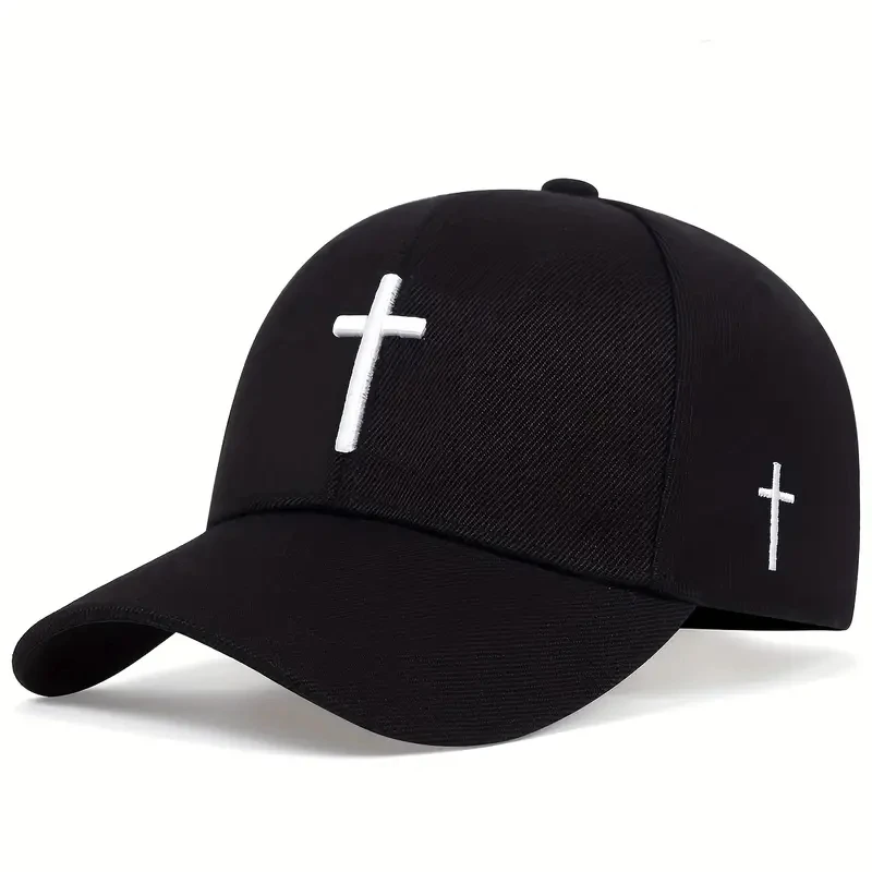 1pc autumn and winter casual simple hip hop faith cross embroidery baseball cap, Halloween party fashion accessory, sunshade lig