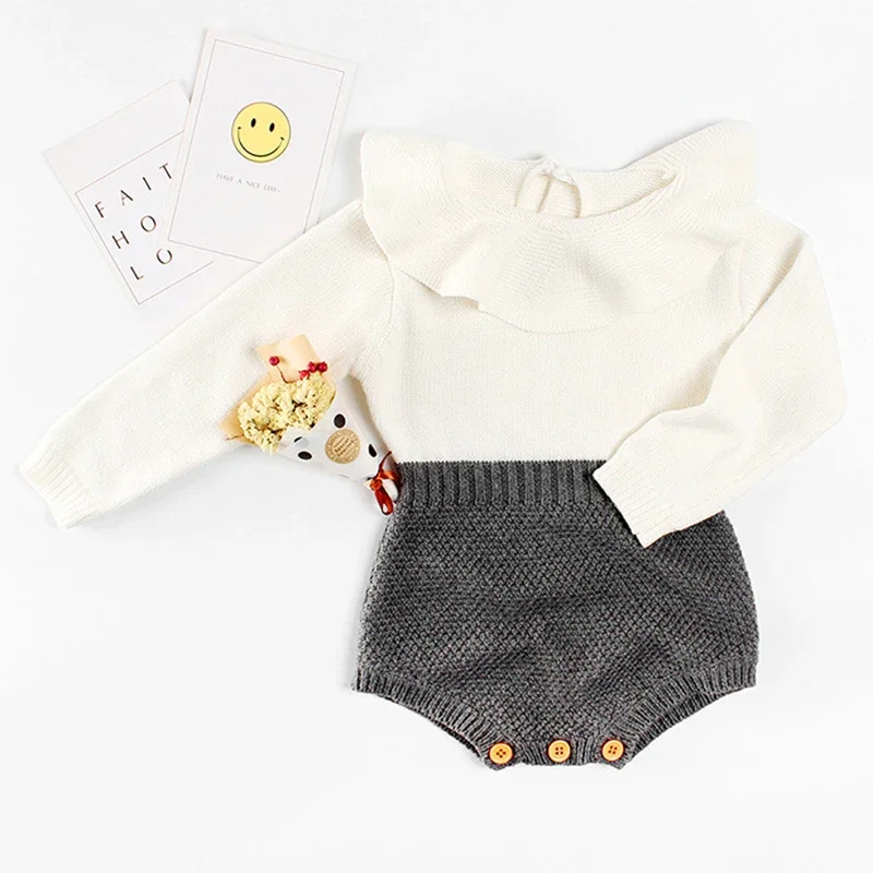 

Осенняя вязаная одежда для новорожденных, детский комбинезон, одежда для маленьких девочек, Вязаный комбинезон с длинным рукавом, комбинезон для девочек в стиле пэчворк, весенний наряд