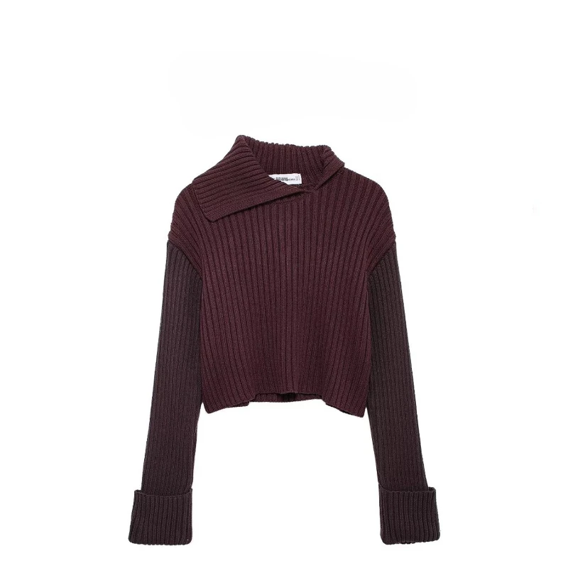 

European and American Style, Comfortable Temperament, New Women's Clothing, Classic, Fashionable Ribbed Short Knitted Sweater