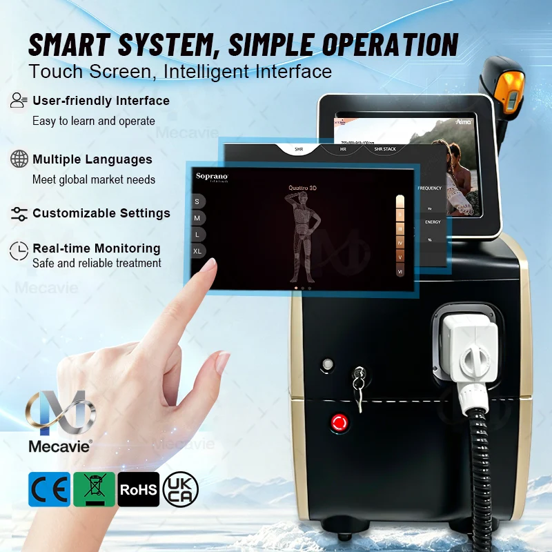 Professional Diode Laser Hair Removal 4 Wavelengths Ice Titanium Permanent Alexandrite Hair Removal Device 4000W