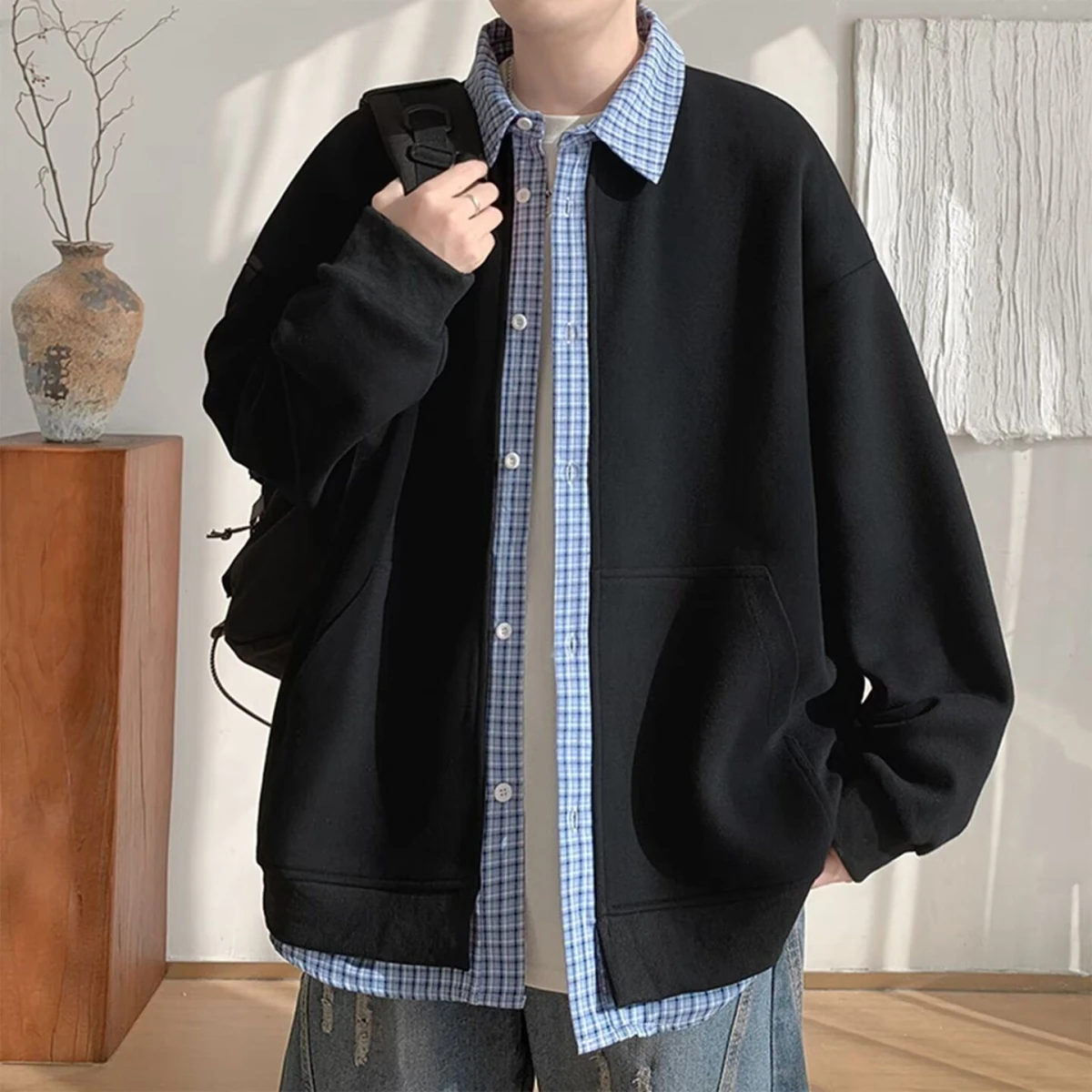 Loose Men's Jacket 2025 Spring Autumn Street Style Trendy Harajuku Korean Version Casual Coat Hip Handsome Outerwear