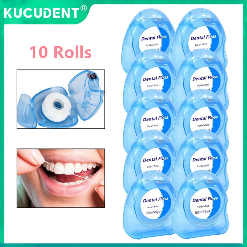 

10 Rolls Mint Flavor Dental Floss Thread for Teeth Interdental Cleaning Tooth Brush Flosser Flat Wire Oral Hygiene Toothpicks