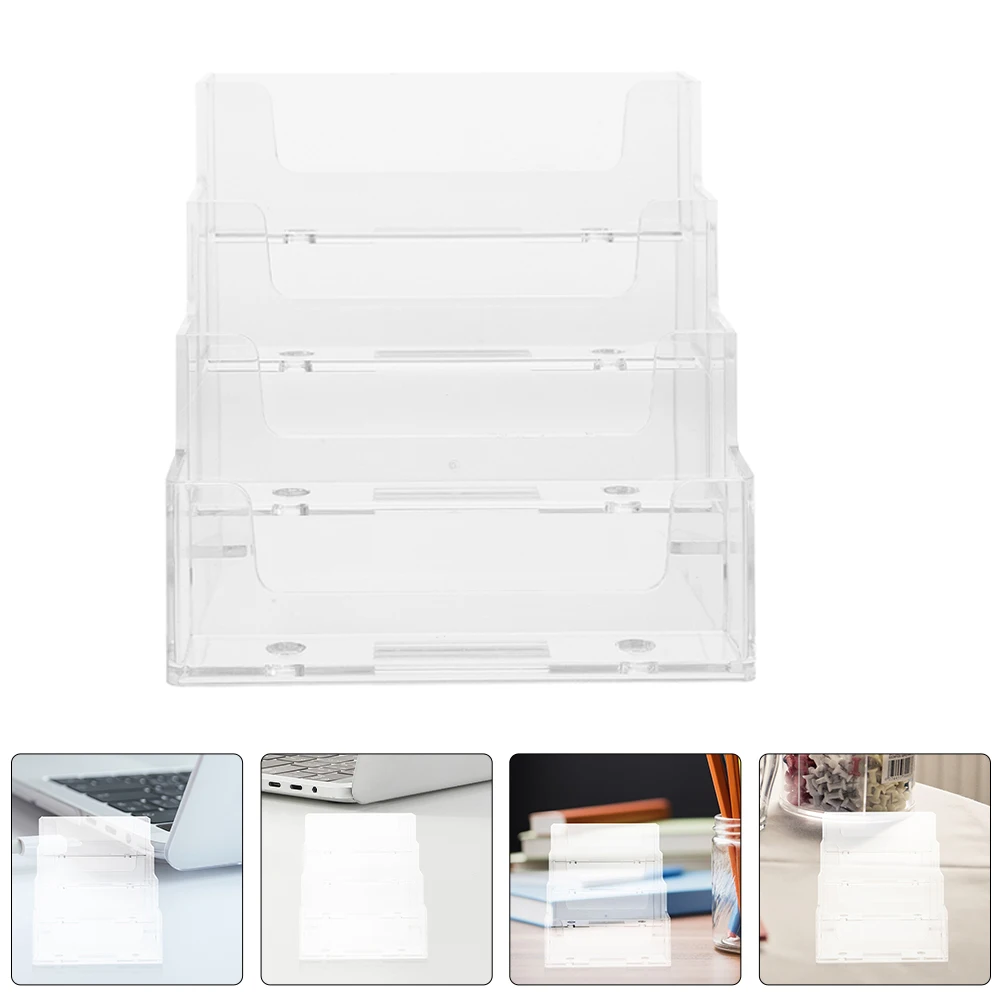 

2pcs Business Card Holder Clear Desk Organizer Sturdy Plastic Stand Reusable Name Cards Storage Box Office Tabletop