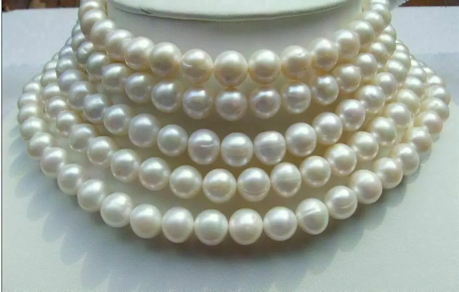 HUGE AAA 9-10MM ROUND GENUINE AKOYA WHITE PEARL NECKLACE 100