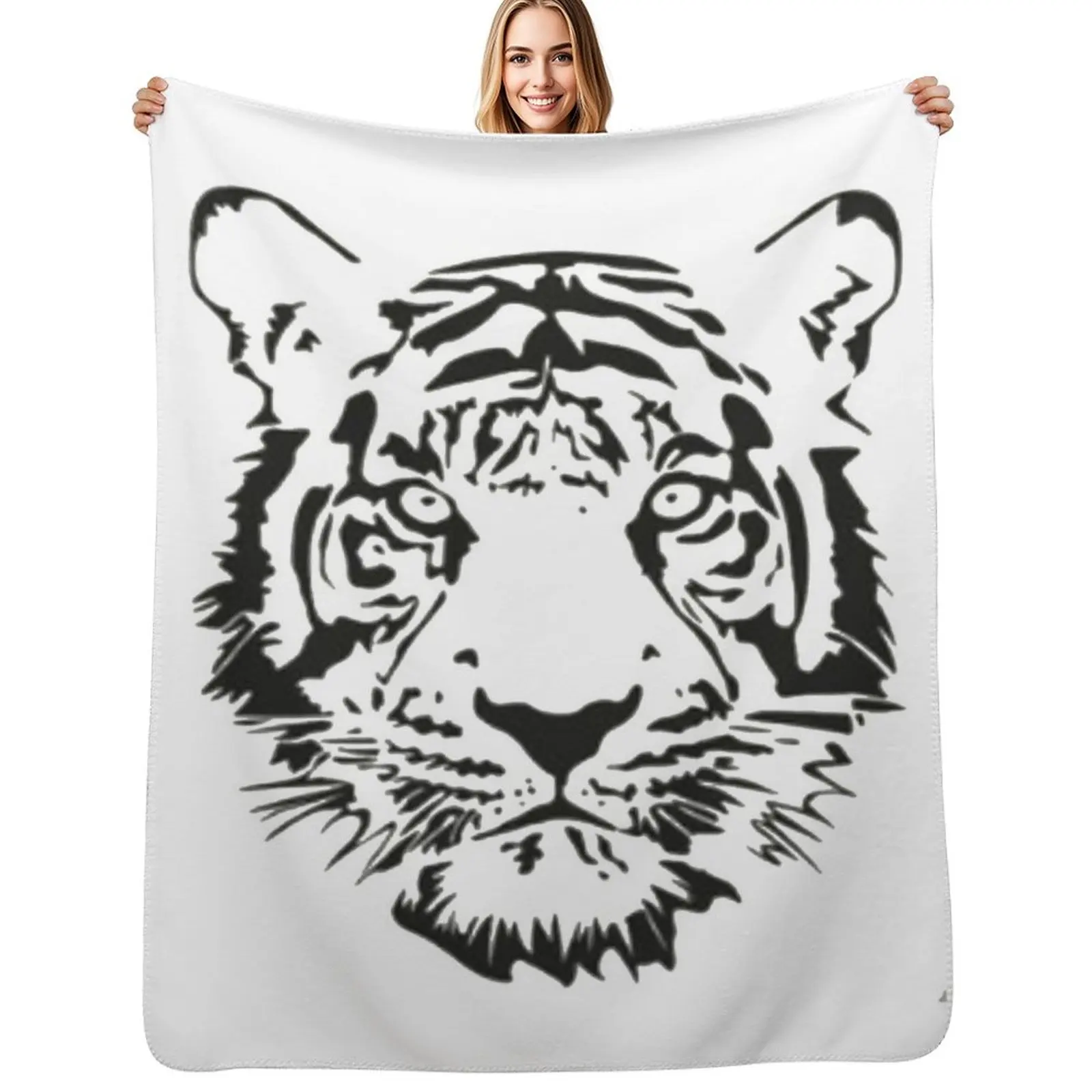 

Tiger face Throw Blanket Soft Solid Color Blanket for Couch Bed