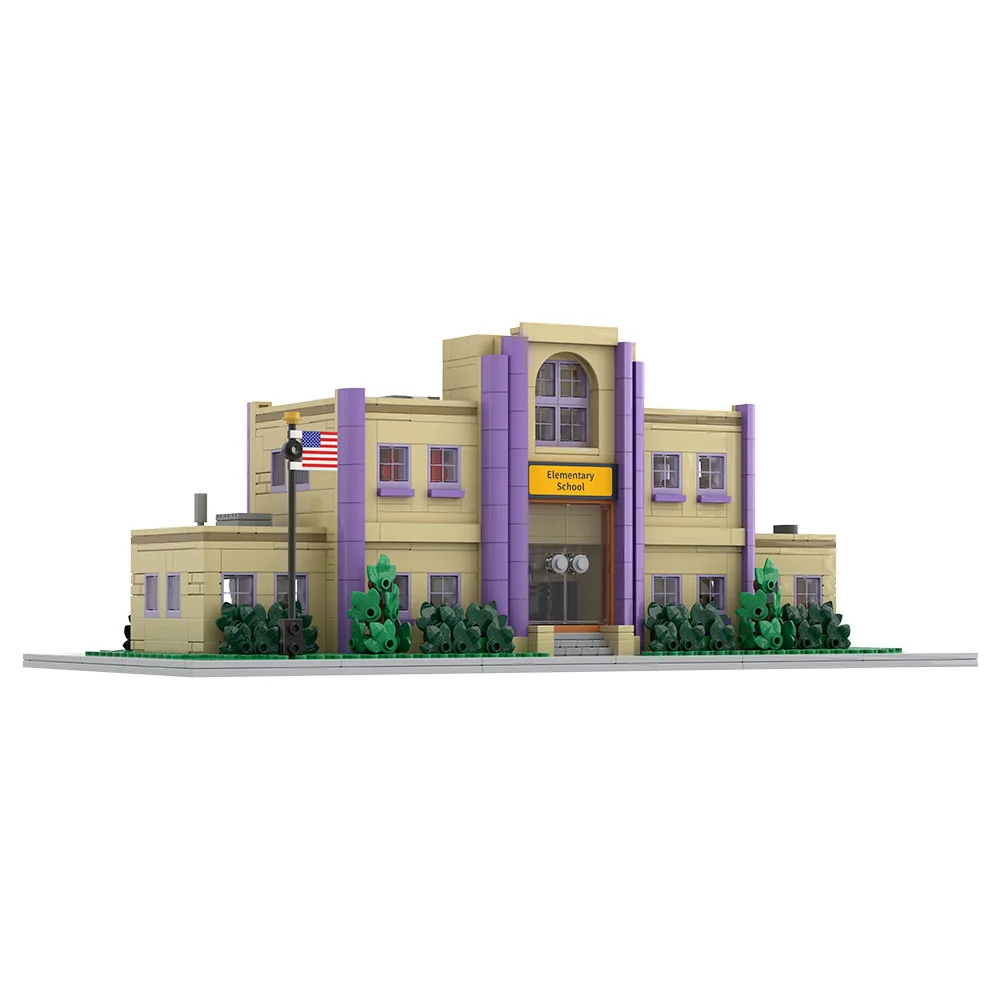 

MOC Popular Animes The Simpsonsed Building Blocks Model Modular Springfield Elementary School Bricks Assemble Toys Kids Gifts