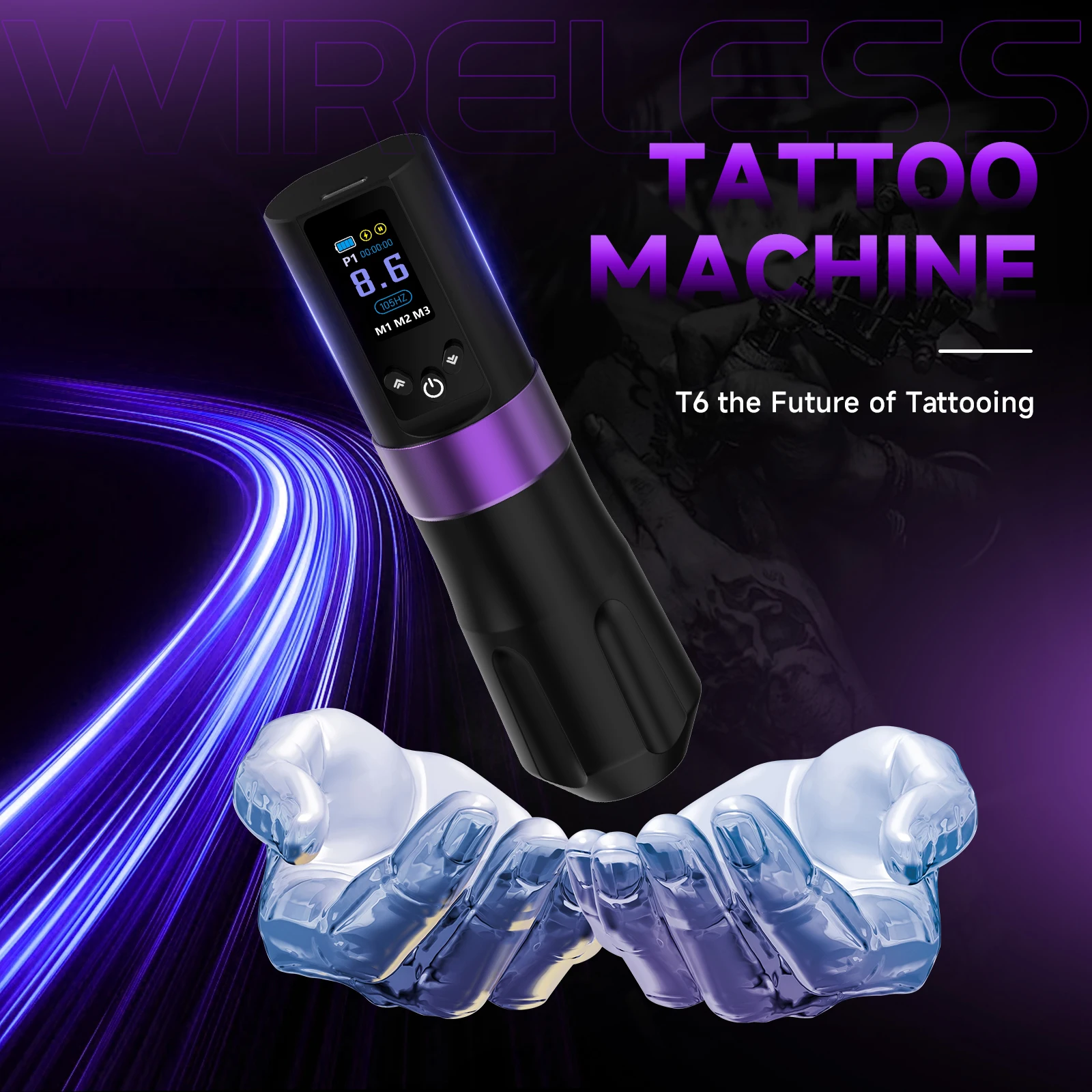 

DQFART Wireless Tattoo Pen 10000 Rmp For Permanent Makeup Tattoo Machine for Professional Tattoo Artists Tattoo Supplies