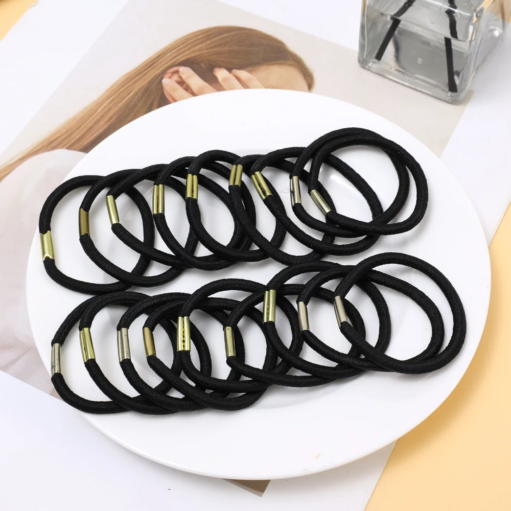 50Pcs Elastic Hair Ties For Women Ponytail Holder Scrunchies Seamless Soft Rubber Hair Bands Black Hair Accessories Headdress