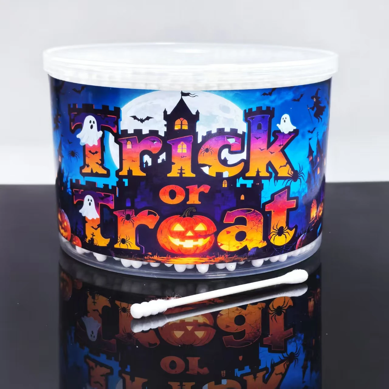 สำลีก้านแบบสองด้าน 500 ชิ้น/1000 ชิ้น ลายฮาโลวีน สำหรับผู้ใหญ่ ของขวัญวันหยุด