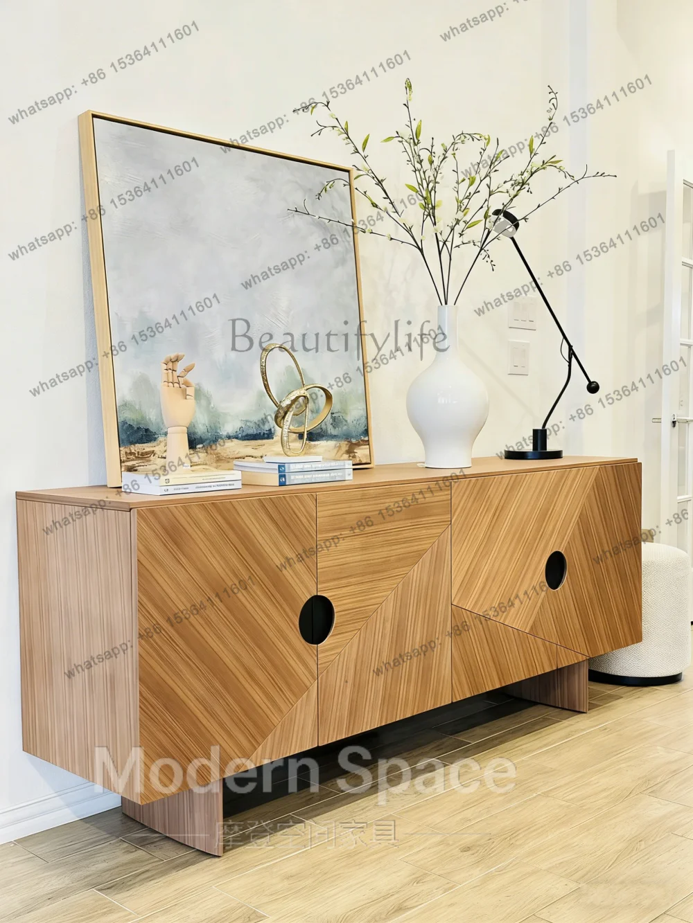 

Medieval minimalist wabi sabi oak black walnut TV cabinet entrance living room premium dining side foyer cabinet
