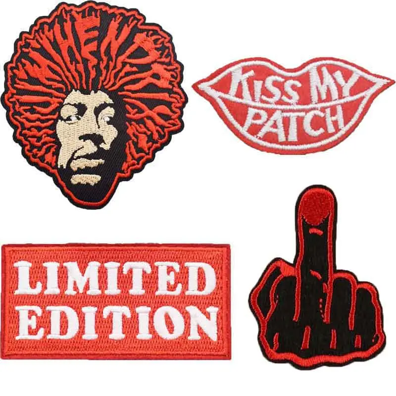 Red Series Music Band Rock Punk Limited Edition Tongue Iron On Embroidered Clothes Patches For Clothing Wholesale