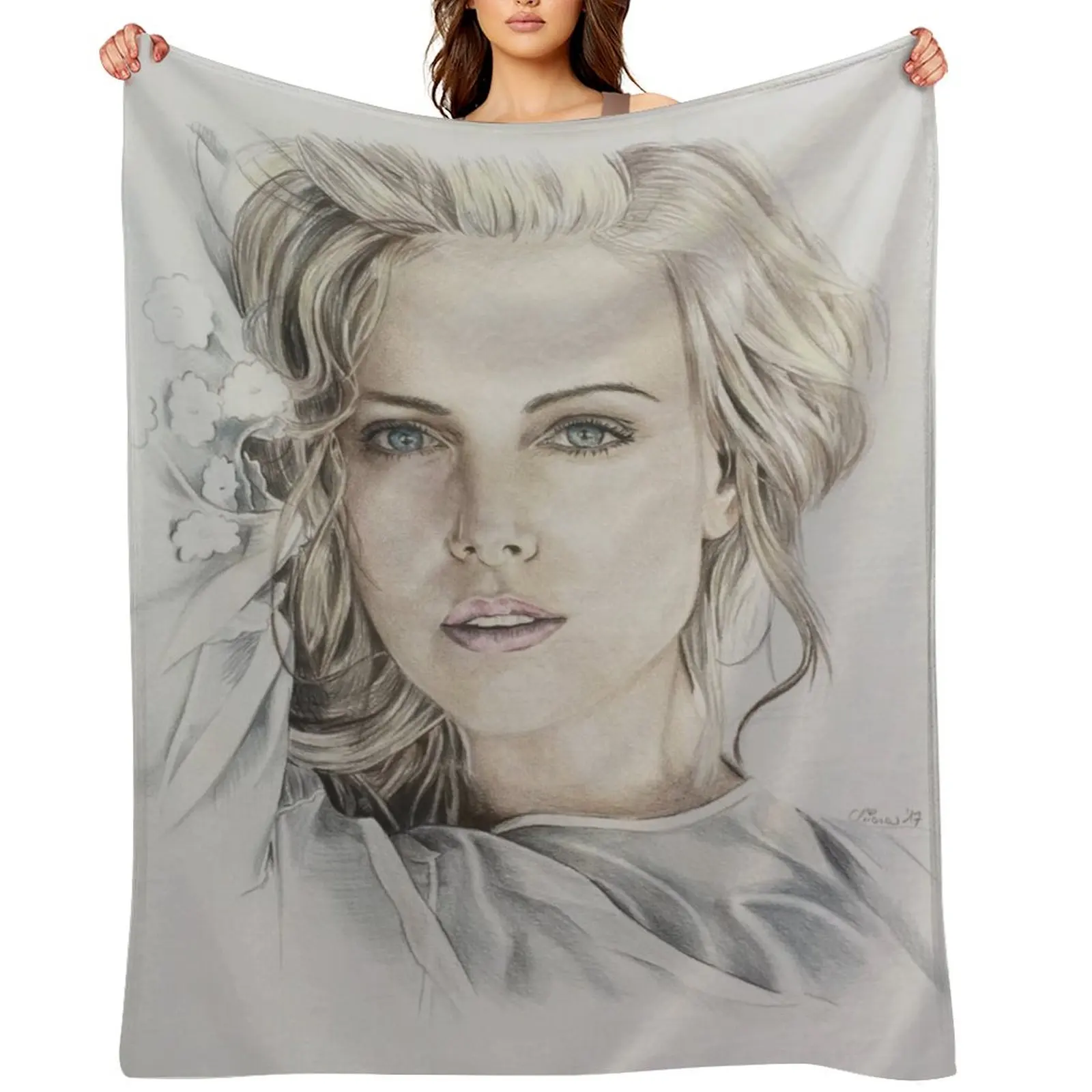 

Charlize Theron drawing Throw Blanket Single anime Plaid Plaid on the sofa Blankets