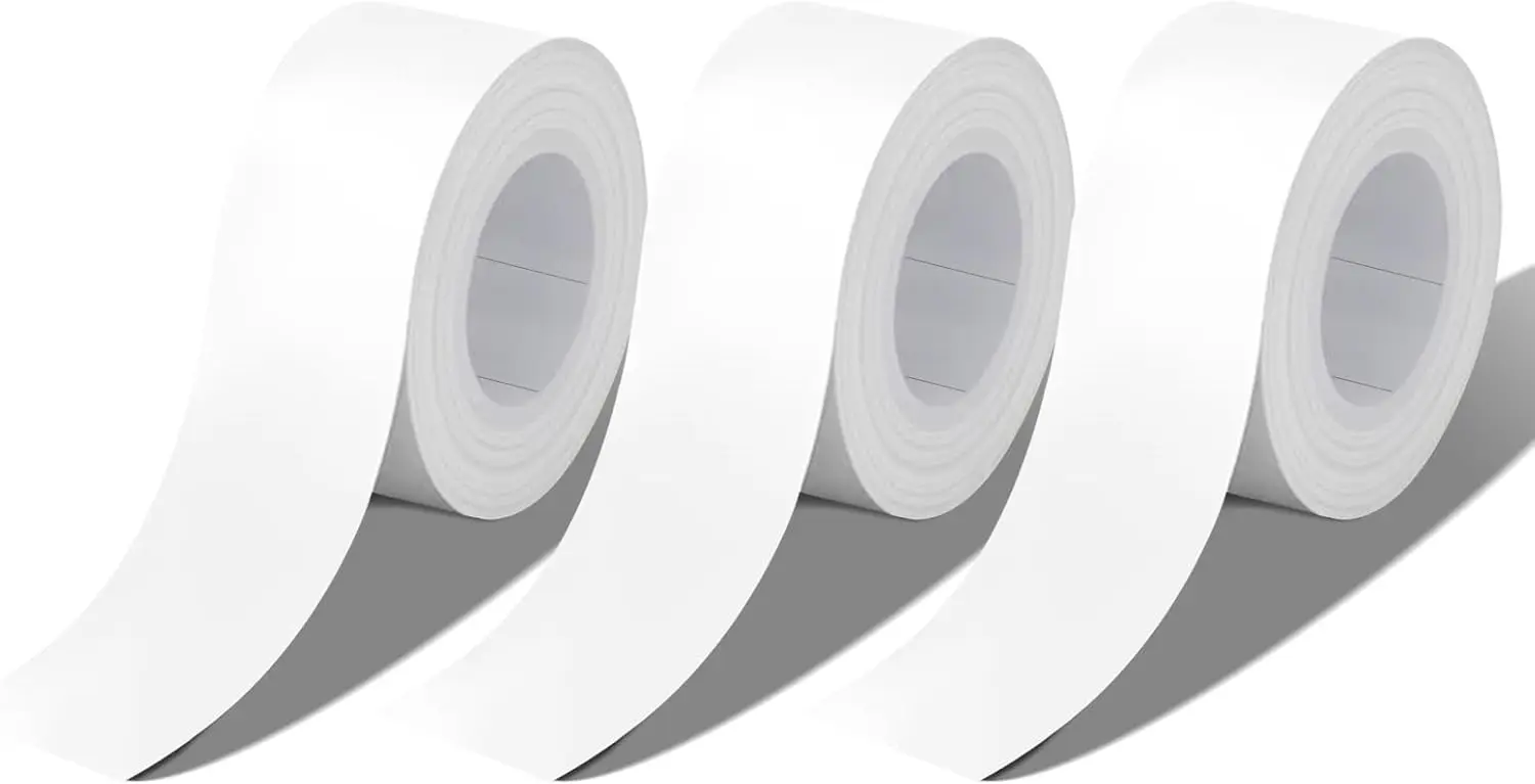 

3 Rolls White Label Tape, 15mm x 4m Waterproof Label Tape Refills, Office Labeling Tape Replacement Compatible with Makeid L1, E
