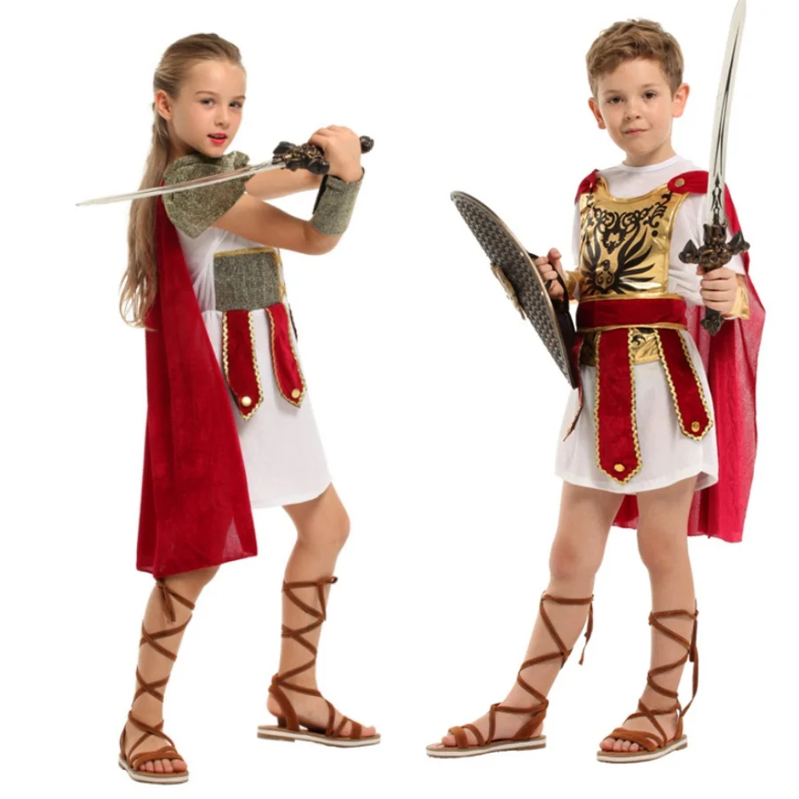 أزياء الملك والأمير للأطفال، أزياء المحارب الروماني والجندي، أزياء الأداء المسرحي، ومجموعات تنكرية للأولاد #2