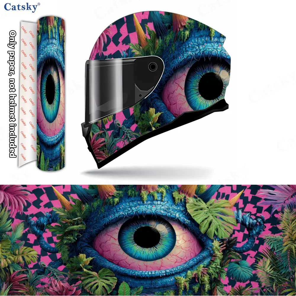 Jungle Giant Eye Pattern Helmet stickers , PVC Material Multifunctional Helmet Stickers, Scratch-Resistant & Fade-Proof, Easy to