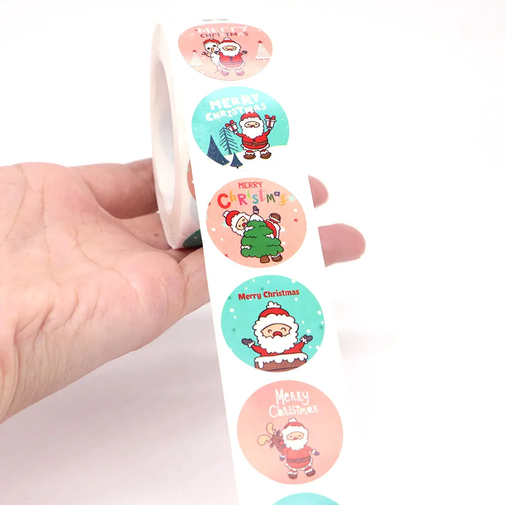 500pcs Merry Christmas Roll Stickers Xmas Tags Theme Seal Labels Stickers For DIY Gift Baking Package Envelope Stationery Decor