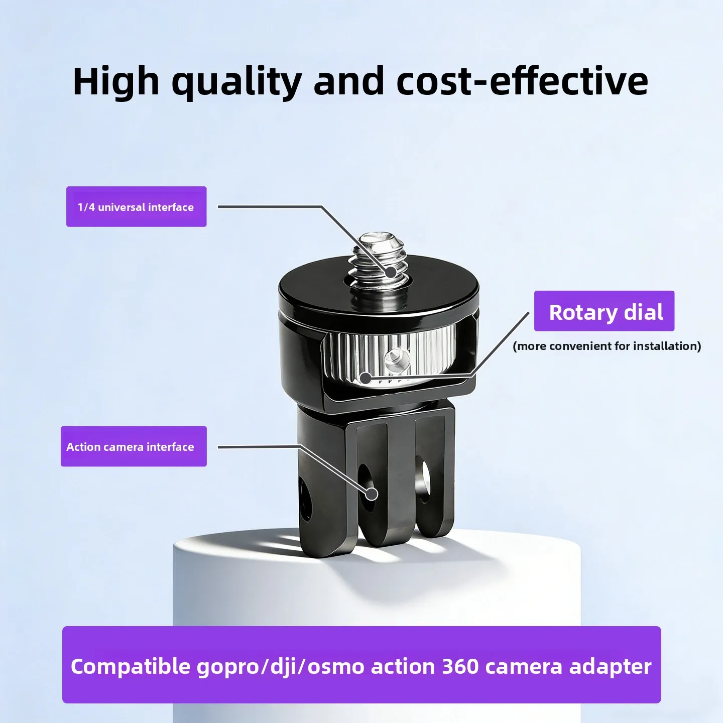For GoPro 11 Triple Slot Cage Adapter with 360° Rotating Mount & 1/4 Inch Tripod Thread for Action Camera Accessories &