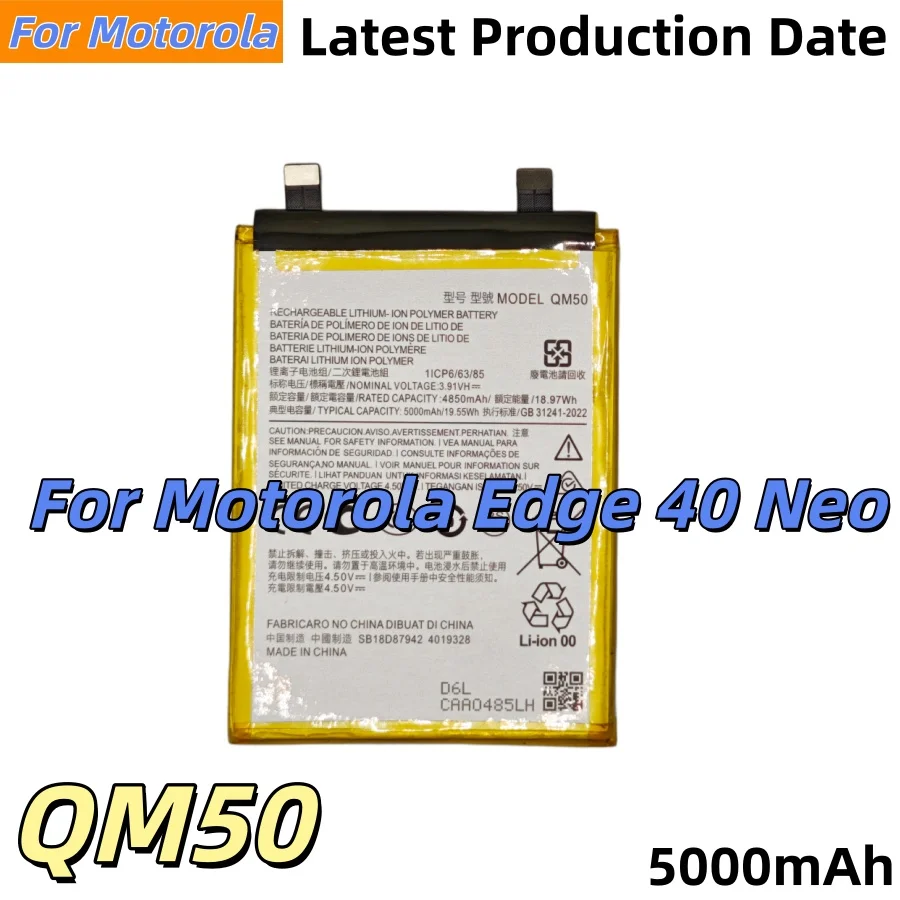 100% New 5000mAh QM50 Battery For Motorola Moto Edge 40 Neo Batteries Latest Production Date+Free Tools