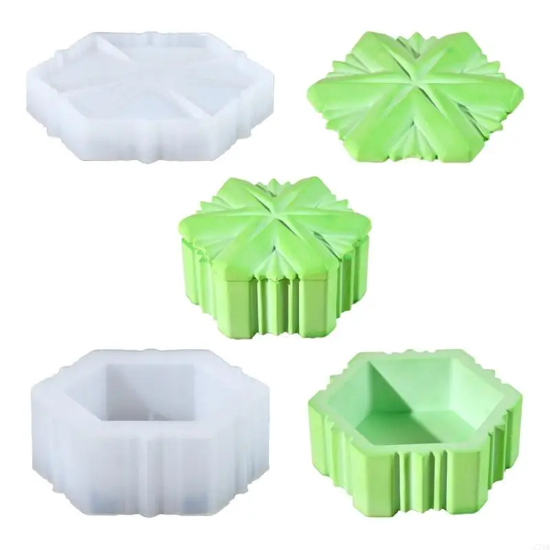 

C71B Stylish Love Heart Shaped Jewelry Storage Box Sturdy Silicone Mould with Rose Lid Portable For Epoxy Resin Projects