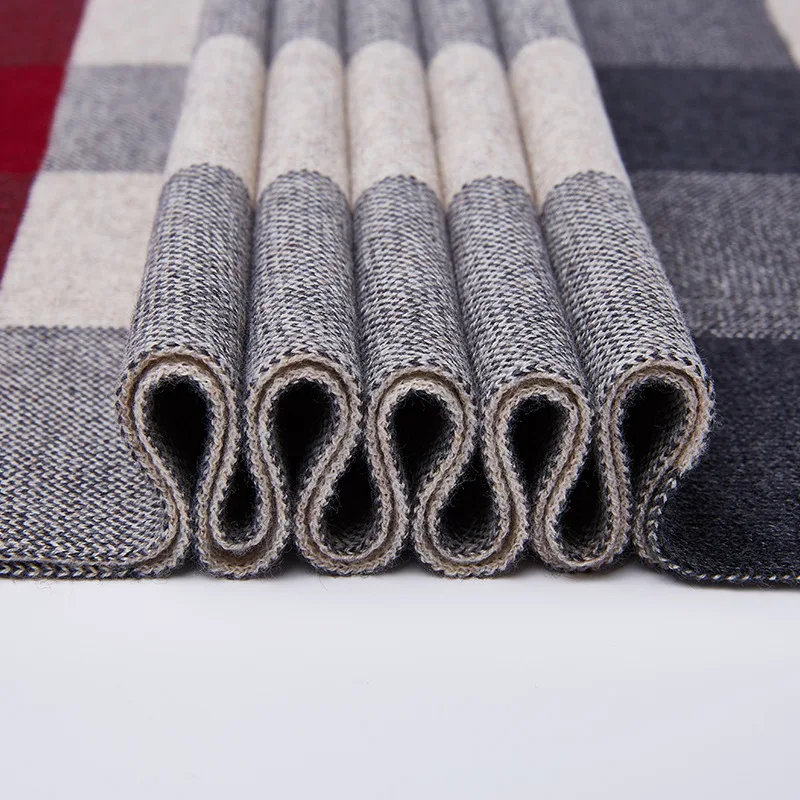 High Quality Men Scarf Autumn Winter Plaid Knitted Wool Muffler Male Business Classic Thick Warm Shawl Gentlemen Chrismas Gift