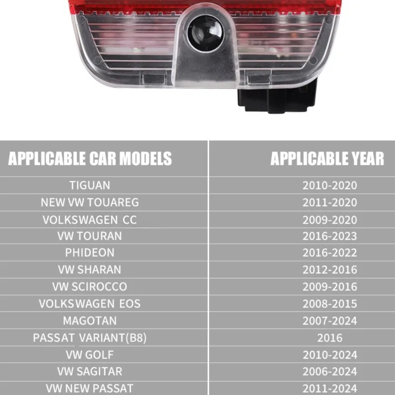 2 шт., эмблема двери автомобиля, светодиодная лампа приветствия, беспроводной лазерный проектор для Volkswagen VW GOLF SAGITAR PASSAT CC TIGUAN EOS