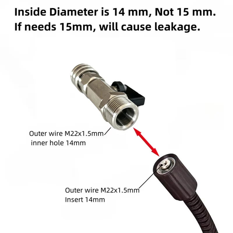 High Pressure Washer Ball Valve M22-14mm/15mm To 1/4 Quick Connector for Power Washer Hose Control Water Flow Switch view 4