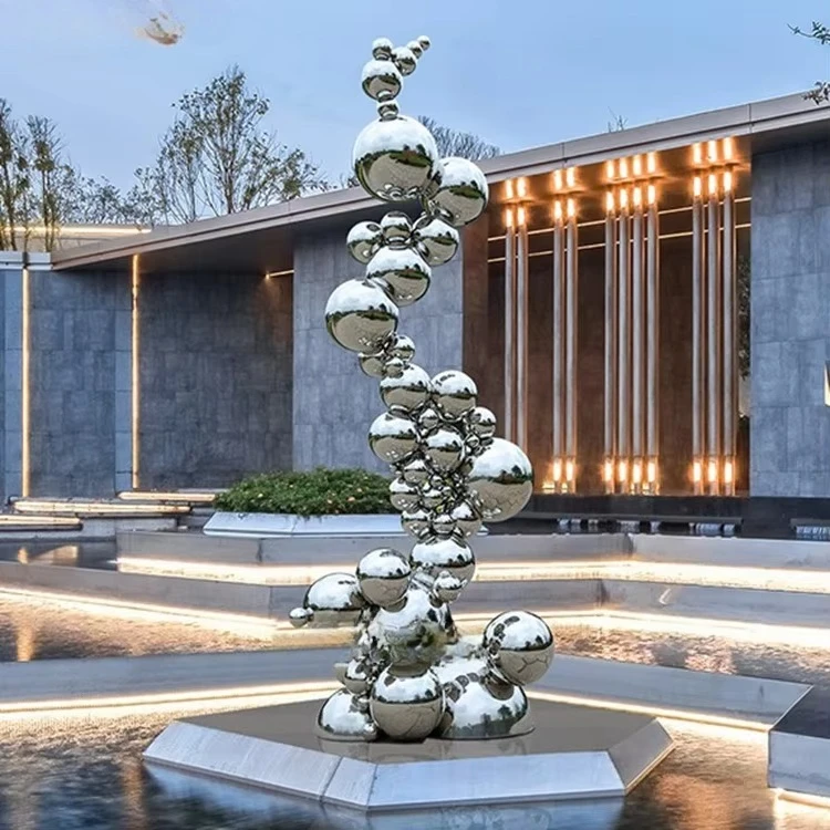 Outdoor Decoration Hotel Real Estate Stainless Steel Art Ball Sculpture