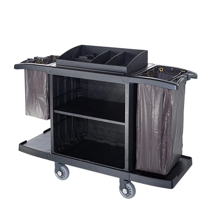 *#g forHotel Multifunction Room Plastic Service Cleaning Cart Janitorial Equipment Housekeeping Linen Trolley*
