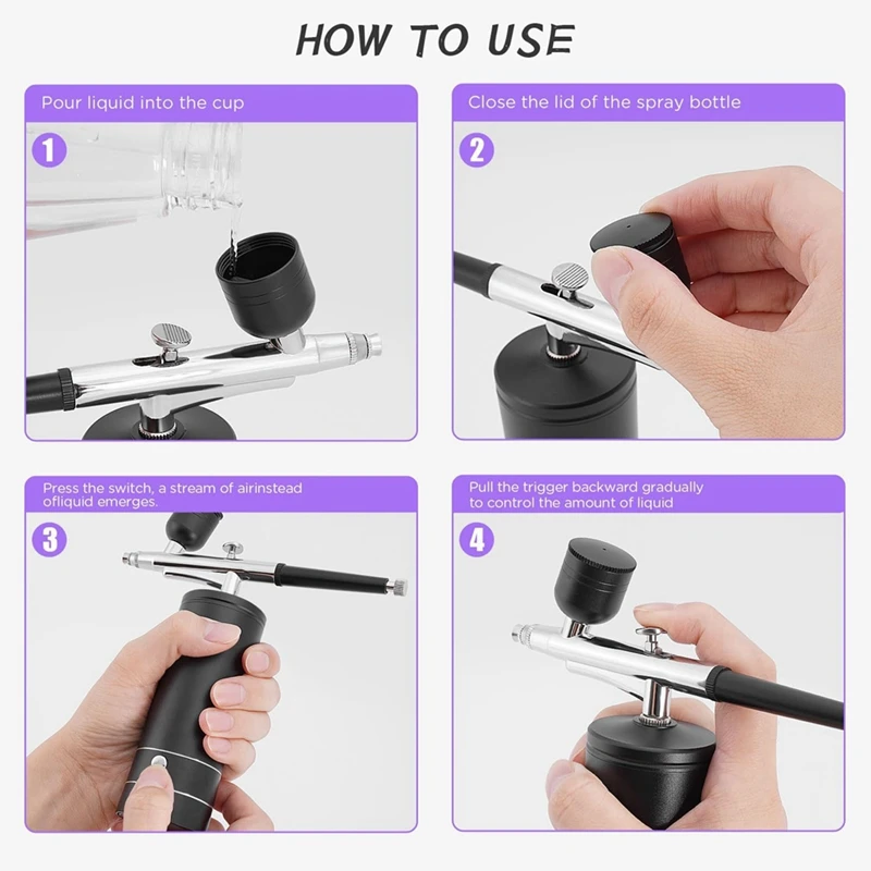 Sem fio recarregável Compressor Airbrush Set, Airbrush portátil, trata automaticamente, Pintura Modelo, Unhas, Maquiagem