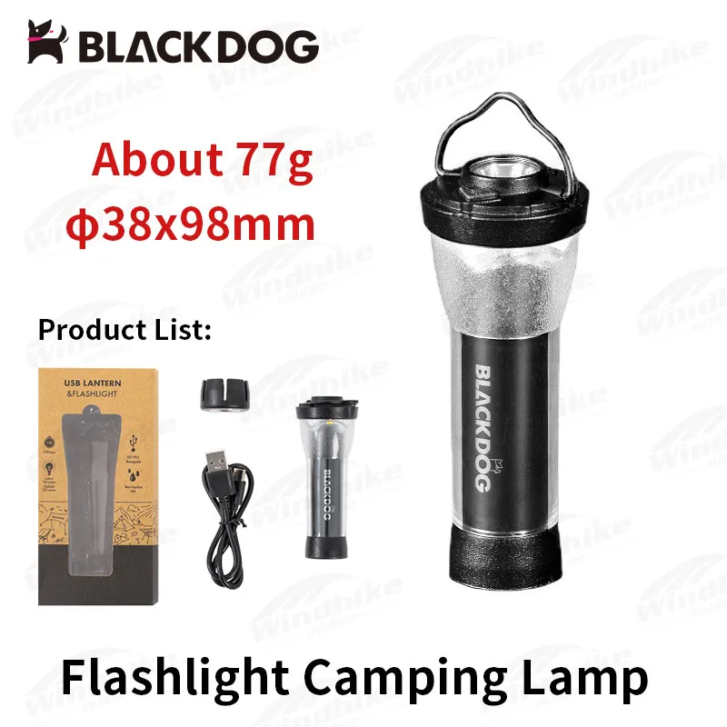 Naturehike-BLACKDOG Camp Portable Lamp USB Charge 3 Modes Outdoor Lighting 77g Ultralight Suspended Flashlight Waterproof