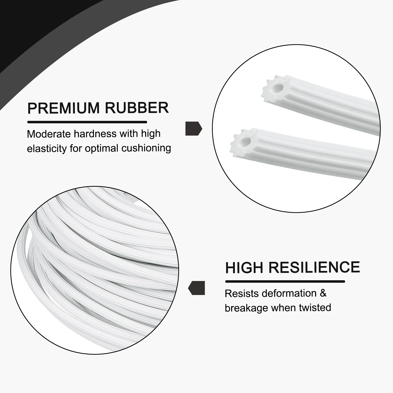 20-76M Window Screen Spline 3-6mm Fits 2.5-5.5mm Groove Wide White Round Screen Retainer Spline Rubber Cord for Door Window Mesh