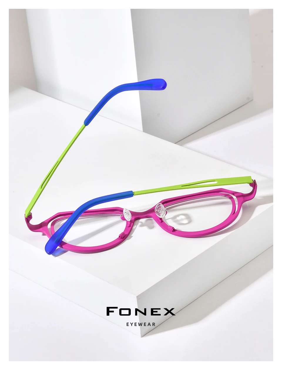 FONEX Reines Titan Brillengestell Damen 2025, neue trendige Mode, Markendesign, Polygon-Brillen, Herren, hochwertige Brillen 85841 – Detail 19