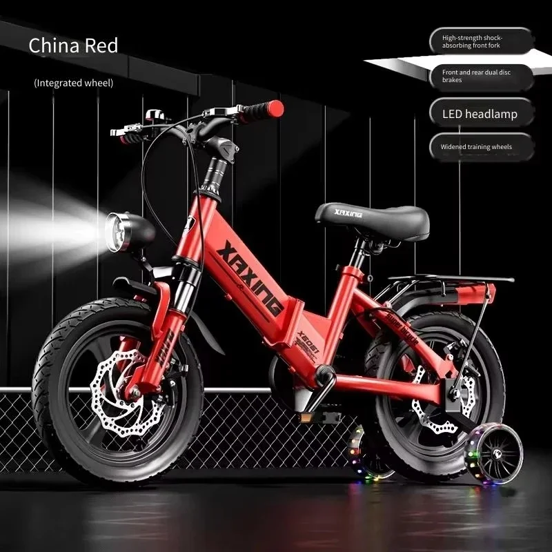 دراجة أطفال حمراء قابلة للطي مقاس 14-18 بوصة للأطفال للأعمار من 3 إلى 6 عجلات تدريب قابلة للتعديل للجنسين دراجة بدواسة للأطفال #3