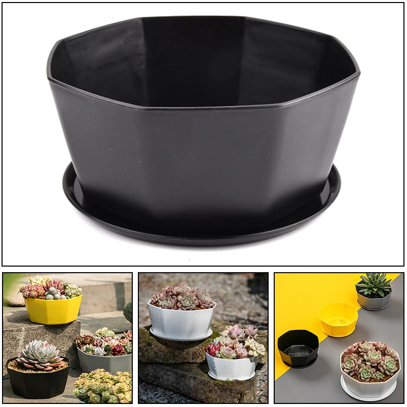2/5Pcs Large Diameter Succulent Flower Pot Resin Thickened Flowerpot Solid Construction Large Capacity Flower Pot with Tray