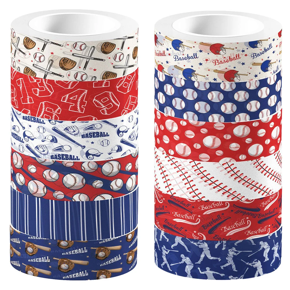 12 Rolls Washi Tape Printing Scrapbooking DIY Decorative Tapes Black Athletic for Craft Gothic Reel