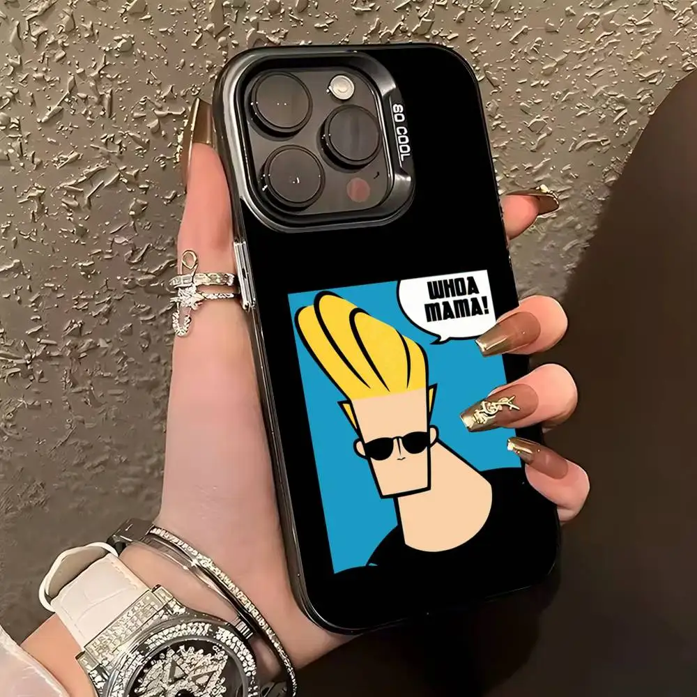 J-Johnny B-Bravo anime  Phone Case For iPhone 17,16,15,14,13,12,11 Plus,Pro Max,XS,Colored silver phone case