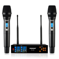 Freeboss UHF Wireless Microphone Professional Dual Ways Auto Scan Dynamic Mic 2 Handheld Transmitter Karaoke System Stage FB-U86
