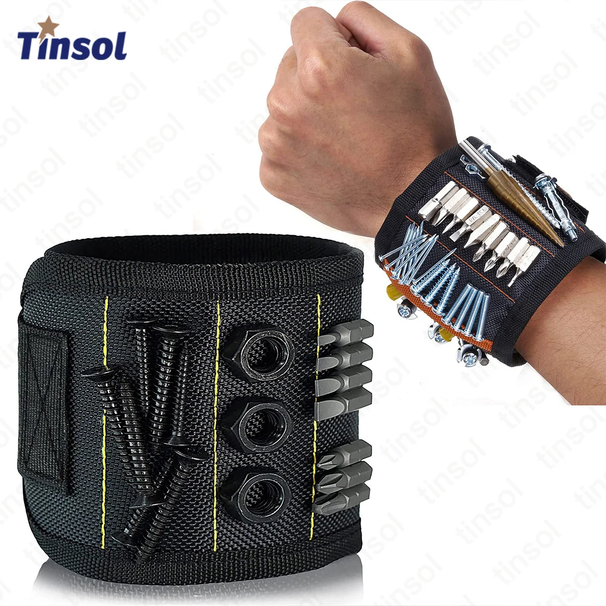 

TINSOL Magnetic Wrist Holding Strap Strongly Magnetic Convenient Tool for Nails Nuts Drill Bits Screws Fasteners DIY Repair Shop