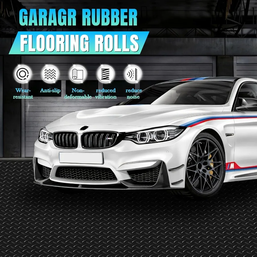 4x7 أقدام المرآب الكلمة حصيرة الماس لوحة المطاط الأرضيات لفة PVC المرآب الأرضيات لفات لسيارة كبيرة سيارات الدفع الرباعي شاحنة صغيرة RV #3
